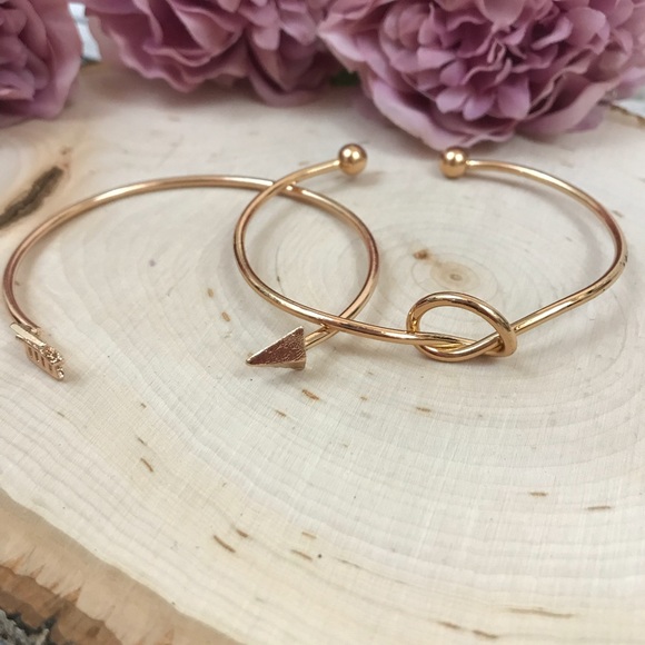 Boho Gold Arrow & Love Knot Bangle Cuff Bracelet - Picture 5 of 5